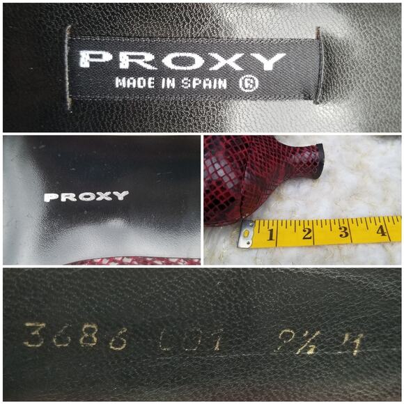 Suede & Snake Print Pumps Size 9.5 Square Cap Toe Dark Red Leather Heels Proxy - Picture 7 of 13